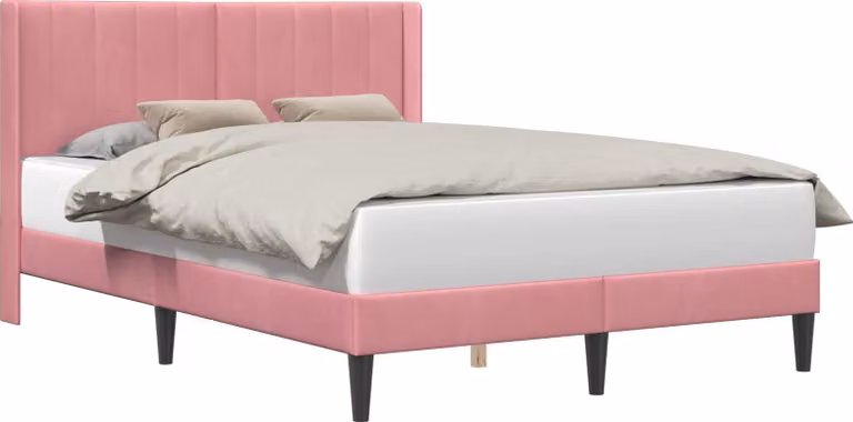 Struttura del letto con testiera Rosa 140 x 190 cm Velluto