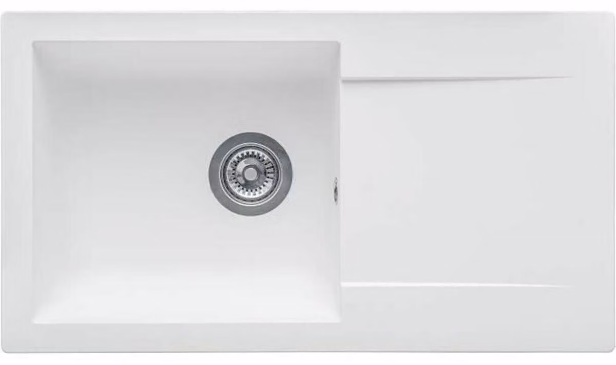 Lavello da incasso ESRADOR EINNA, in SMC BLANCO UNI - 17, 1 vasca, dimensioni 78 x 43,5 cm, scarico manuale