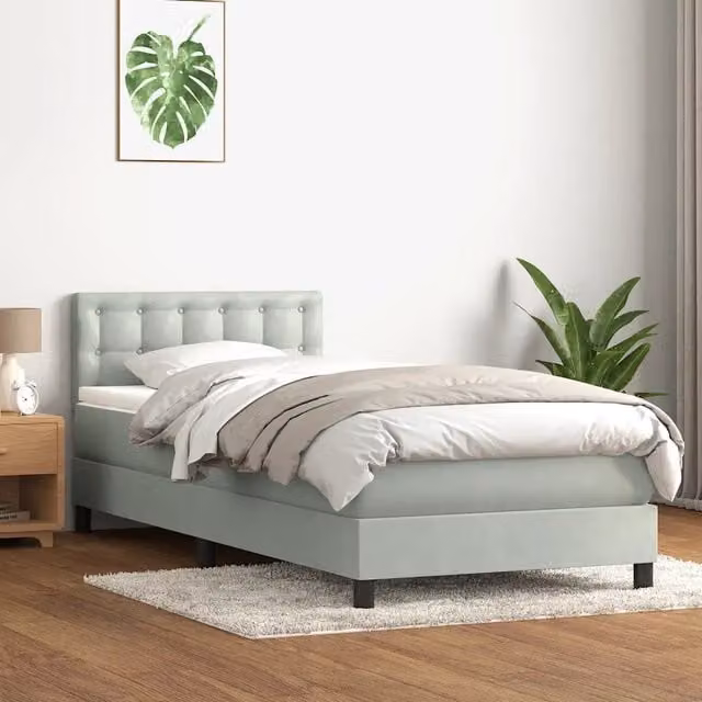Giroletto a Molle con Materasso Grigio Chiaro 80x220 cm Velluto 3316617