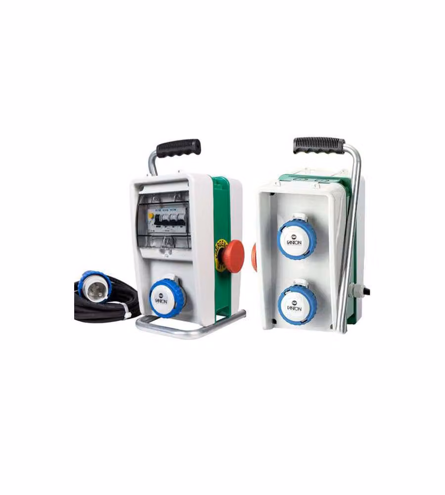 Quadro di distribuzione Fanton EOLO ASC IP65 con 3 prese CEE 16A 2P+T, cavo da 4m e pulsante di emergenza, colore Grigio – 2
