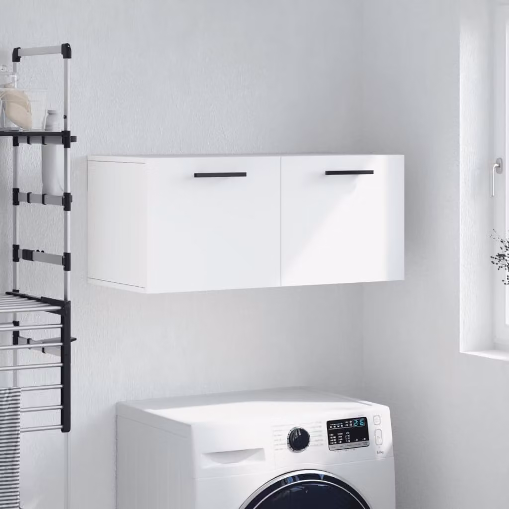 Mobile a parete moderno vidaXL in legno bianco con ante a battente L 80 x P 36,5 x H 35 cm