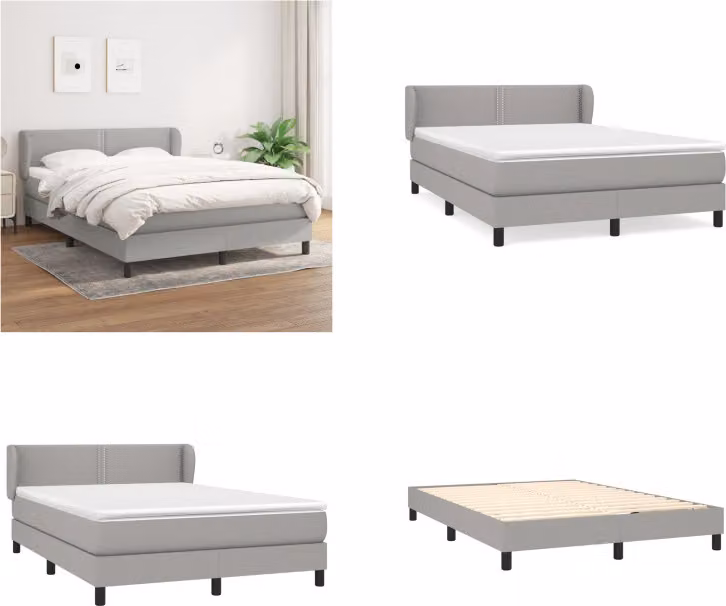 vidaXL Letto boxspring con materasso in tessuto grigio chiaro 140x190 cm - Letto boxspring - Boxspringbetten - Bett - Schlafzimmermöbel