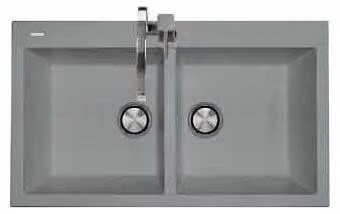 Plados Lavello Da Incasso 2 Vasche Serie Elegance AM8620 Ultrametal Alluminio 86x51 Cm