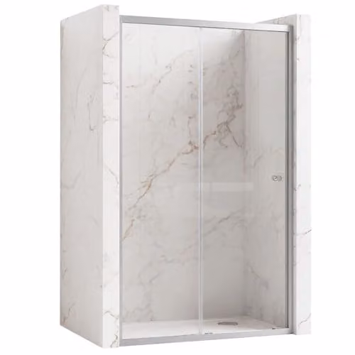 Rea - Porta Doccia Primo Slide 140 Vetro Trasparente Da 4 Mm, Cromo, 140X0,6X190Cm