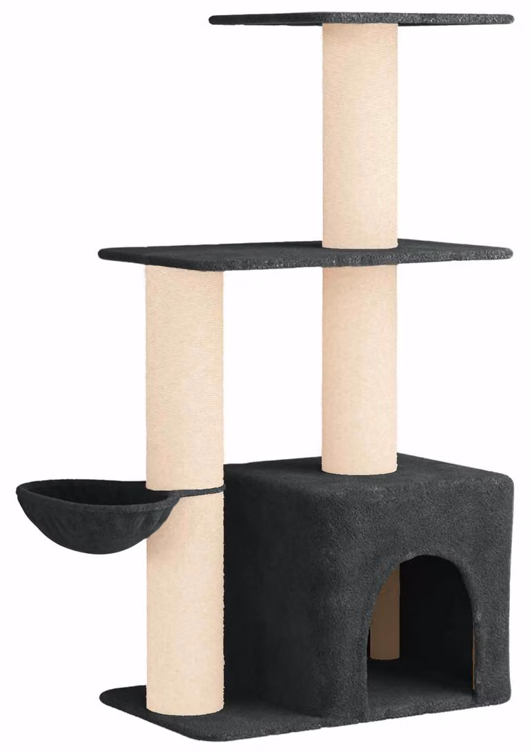 Albero per gatti con pali in sisal, colore grigio scuro, altezza 133 cm