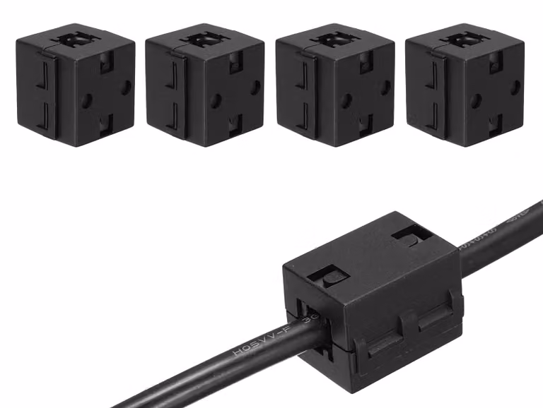 Anello ferromagnetico con clip, confezione da 4 pezzi, diametro 13 mm, colore nero, forma quadrata