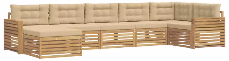Set di divani da esterno con cuscini, composto da 7 pezzi, color beige