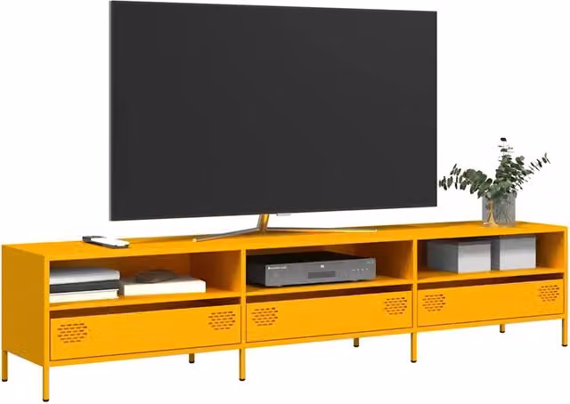Mobile TV Giallo Senape 202x39x43,5cm Acciaio Laminato a Freddo 851349