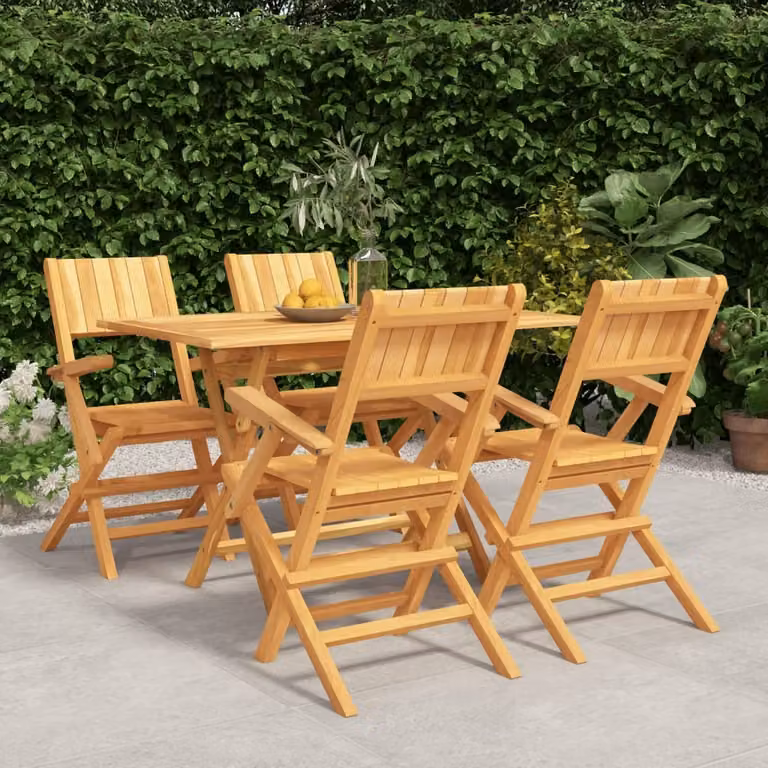 The Living Store 5 pezzi. Set da pranzo da giardino in legno massiccio teak