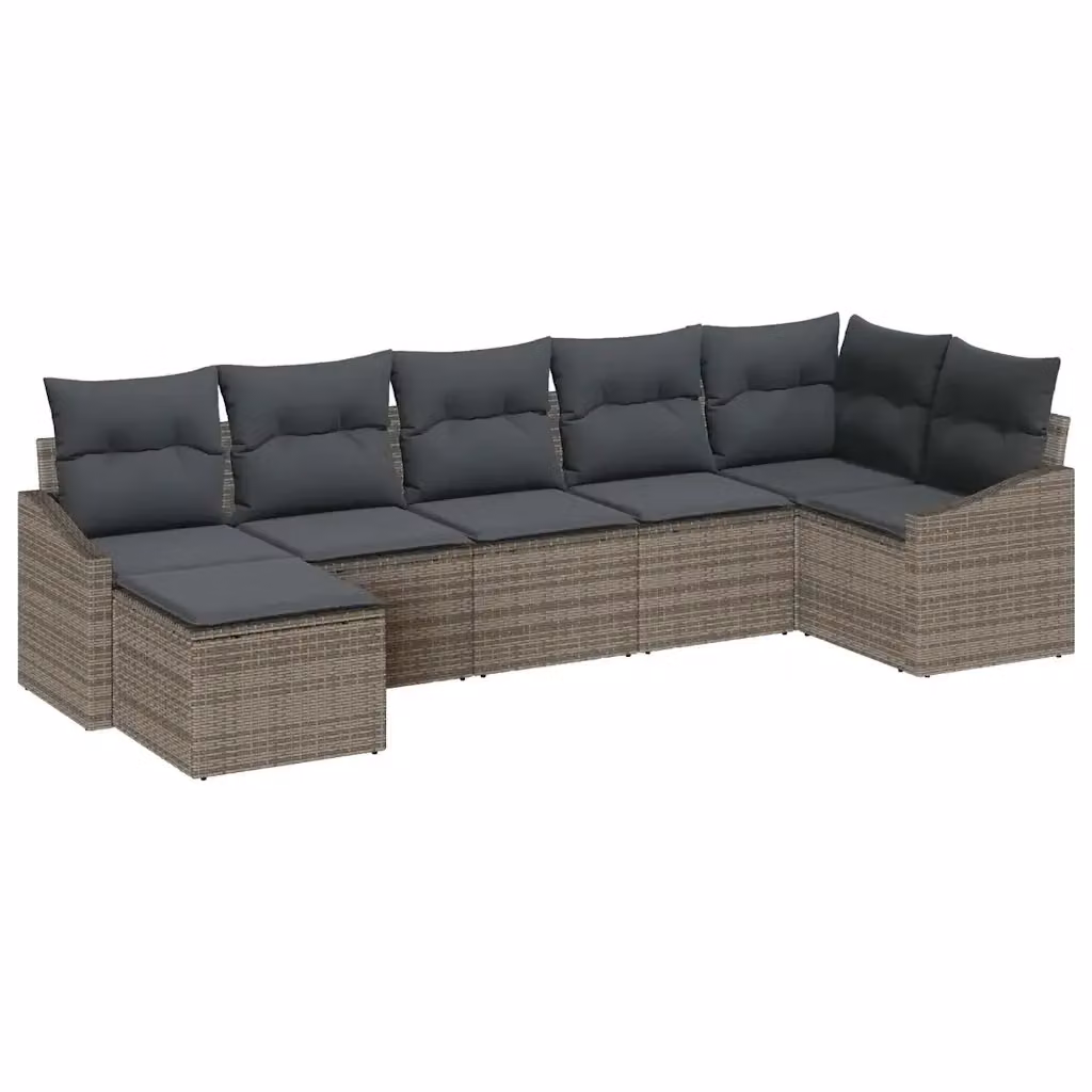 Set di divani da giardino vidaXL in rattan grigio con cuscini e tavolino da esterno – 2