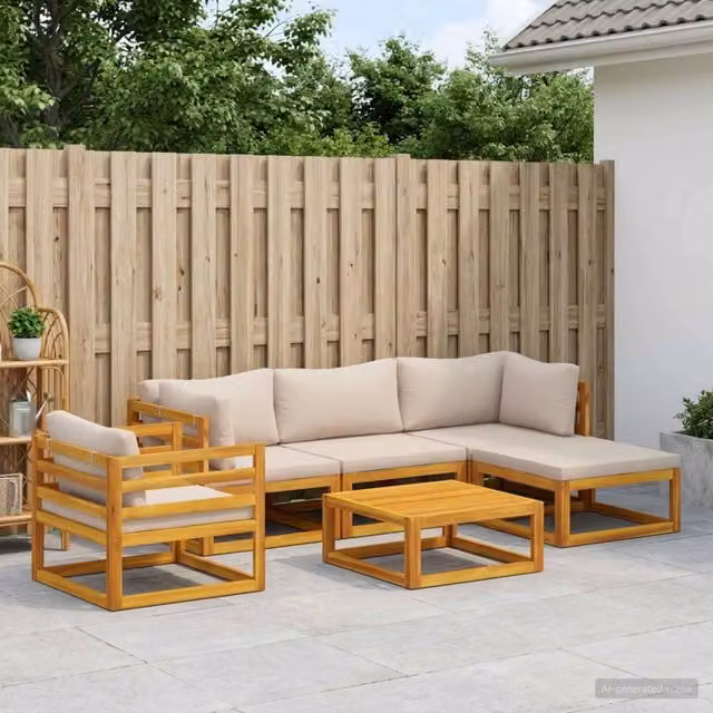 Set di divani 6 pz Naturale Legno di Acacia Massello 3417218