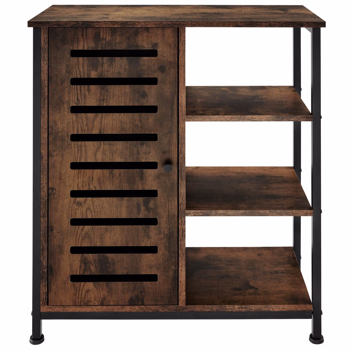 Credenza in stile industriale tectake con ripiani interni e ante, colore marrone, L: 71 cm, P: 32 cm, H: 82 cm – 3