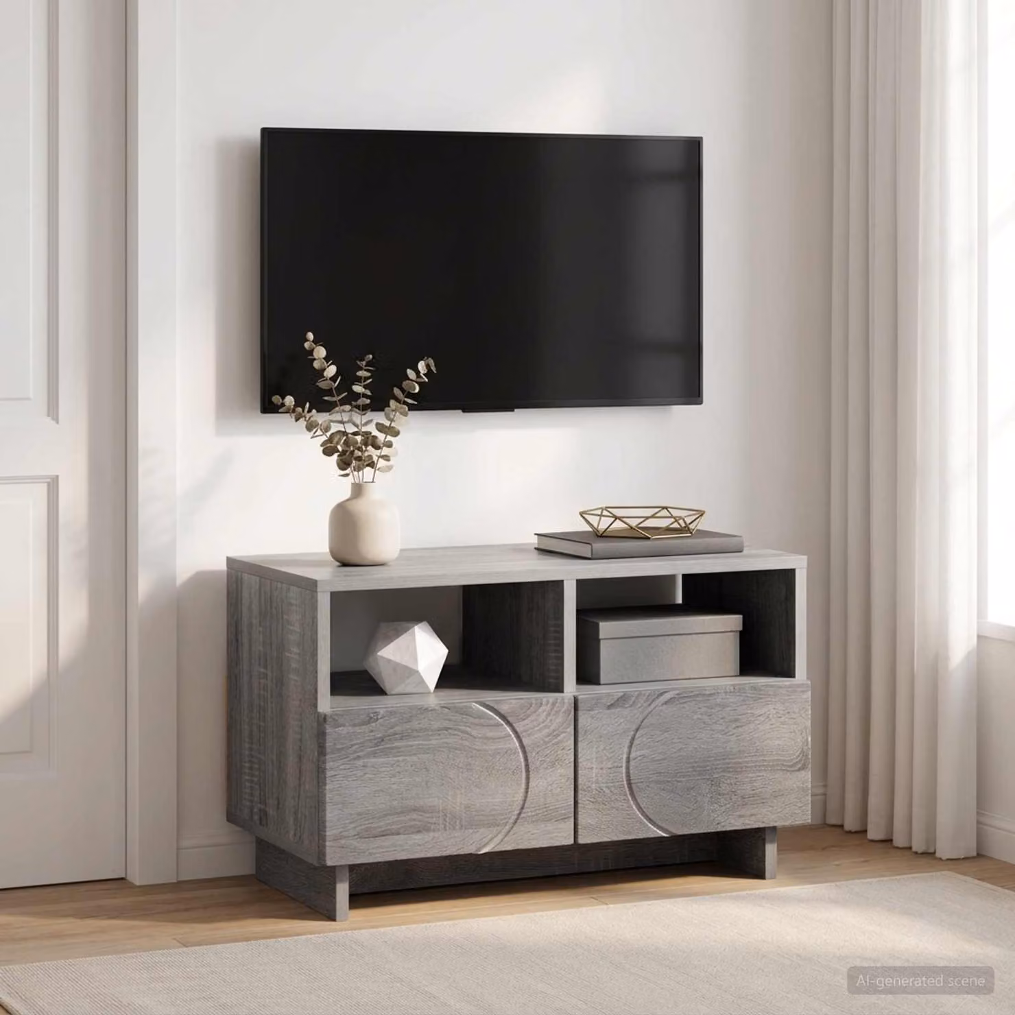 vidaXL Supporto TV moderno in legno e MDF grigio L: 60 cm, P: 34.5 cm, H: 40 cm