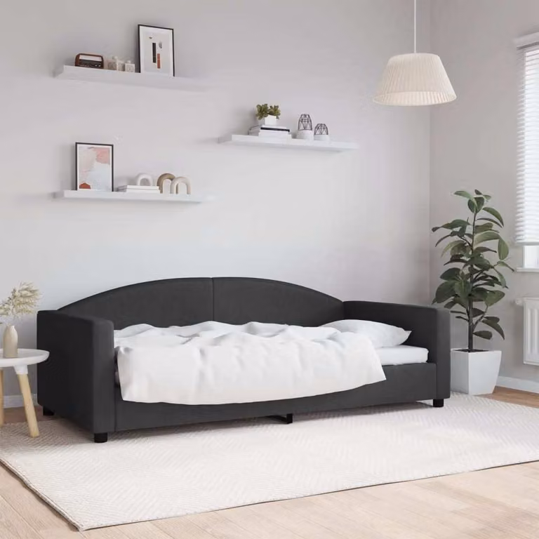 Maison Exclusive - Letto a giorno nero, 90x190 cm, rivestito in tessuto