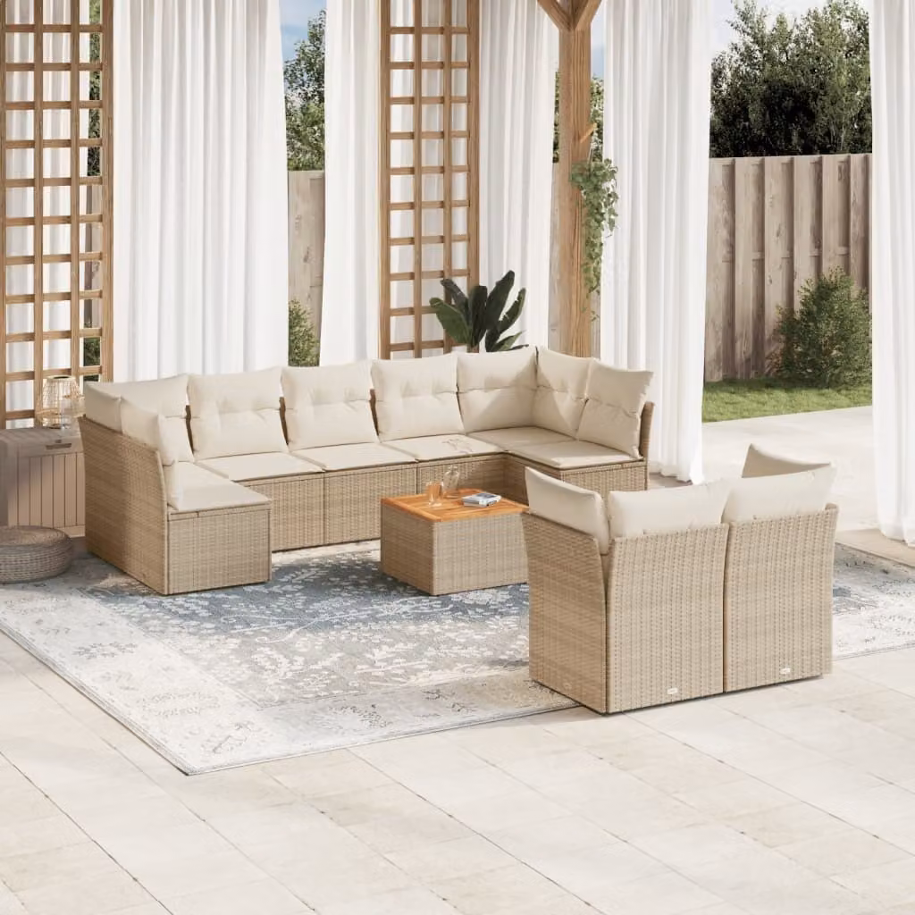 Maison Exclusive - Set da giardino 10 pezzi con cuscini in polyrattan beige