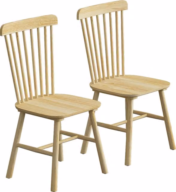 HOMCOM Set 2 sedie da pranzo imbottite con schienale curvo in legno di caucciù   Aosom Italy