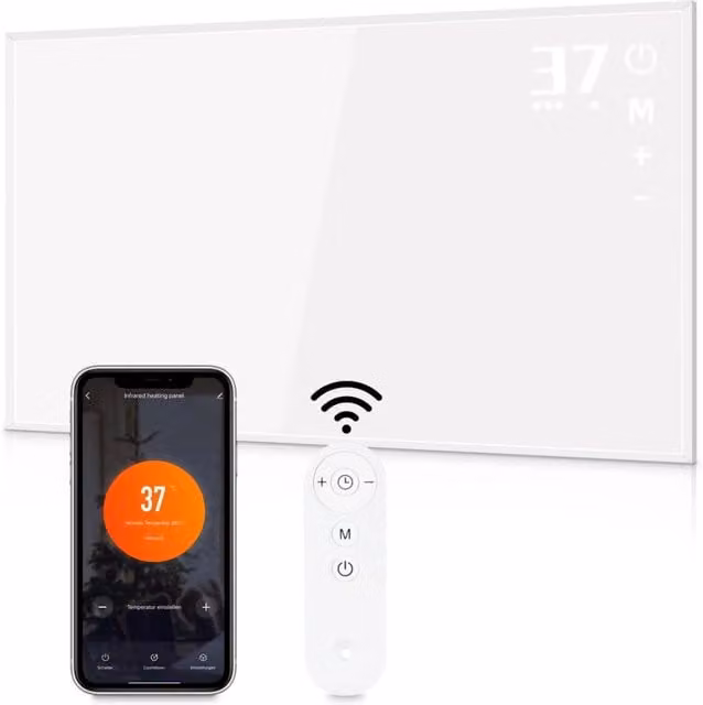 ZMH Riscaldatore a parete 450W infrarossi a risparmio energetico con telecomando per camere da letto e hotel