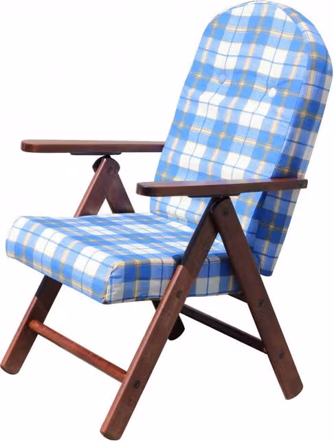 Poltrona 4 Posizioni GIORDANOSHOP in Faggio con Cuscino in Cotone Blu L: 61 cm, P: 61 cm, H: 110 cm