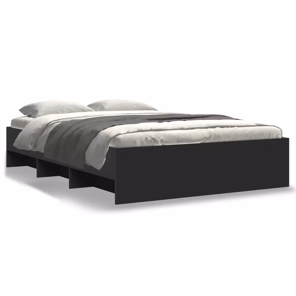 vidaXL Giroletto Nero in Legno Multistrato con Doghe Rigide L: 140 cm, P: 190 cm, H: 35 cm – 2