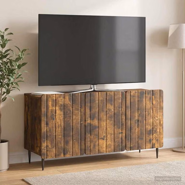 Mobile TV vidaXL in legno ingegnerizzato e metallo, Rovere Fumo, L: 99 cm, P: 34,5 cm, H: 52 cm