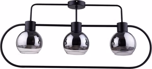 Plafoniera moderna Linda Sigma Lighting in metallo nero e vetro argento con 3 paralumi E27 dimmabile