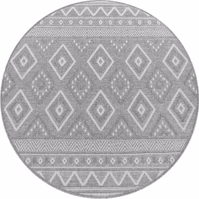 Tappeto rotondo Verona per interni ed esterni grigio e beige Diamanti con diametro: 120 cm
