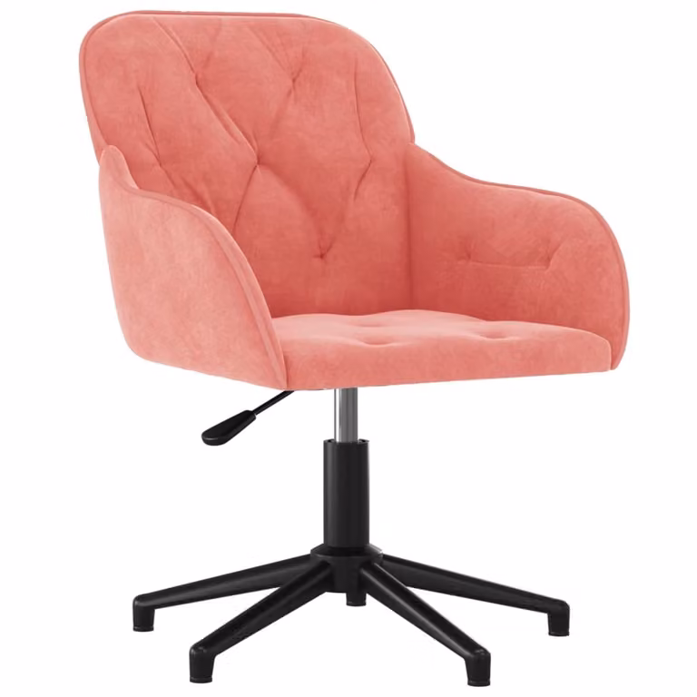 Sedia Girevole da Ufficio Rosa in Velluto