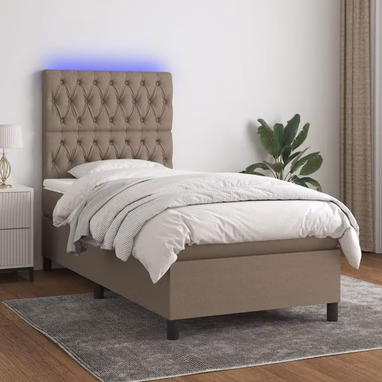 Maison Exclusive - Letto a Molle con Materasso e LED Tortora 90x190 cm in Tessuto