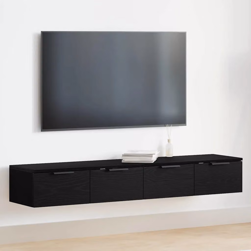 Set di 2 armadietti a muro vidaXL in MDF nero, L 68 cm x P 30 cm x H 20 cm – 1