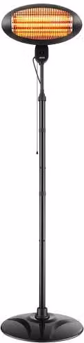 Riscaldatore a Infrarossi VEVOR 2000W Nero con Altezza Regolabile e 3 Livelli di Calore in Metallo per Patio e Cortili