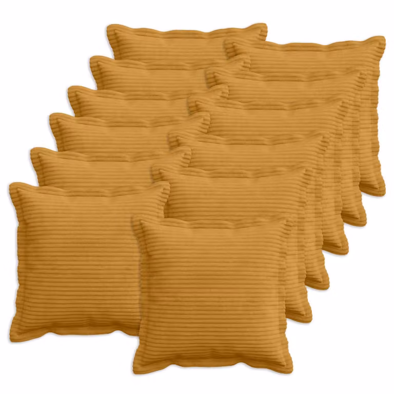 Set di 12 federe vidaXL HOUTEN in velluto a coste, colore giallo, 45 x 45 cm