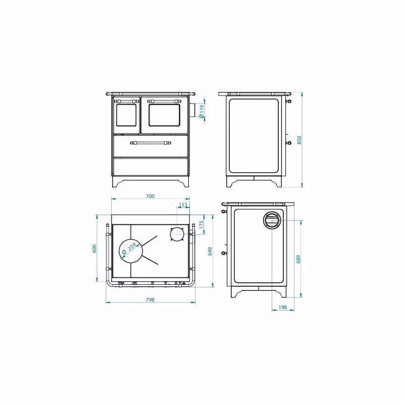 Cucina a Legna Palazzetti New Betty Bianco L: 85 cm, P: 80 cm, H: 65 cm – 2