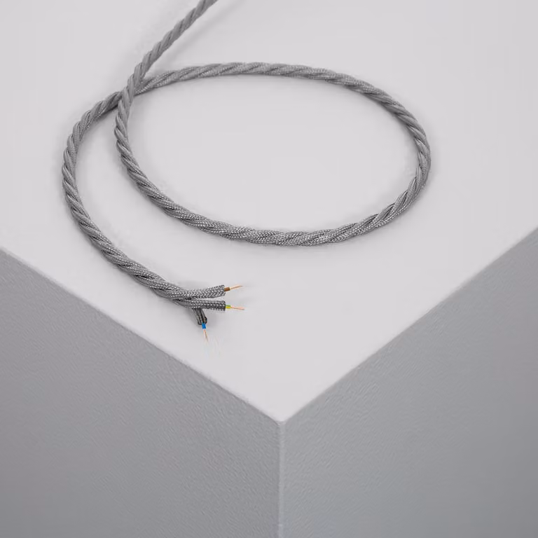 Cavo tessile intrecciato grigio 1 m