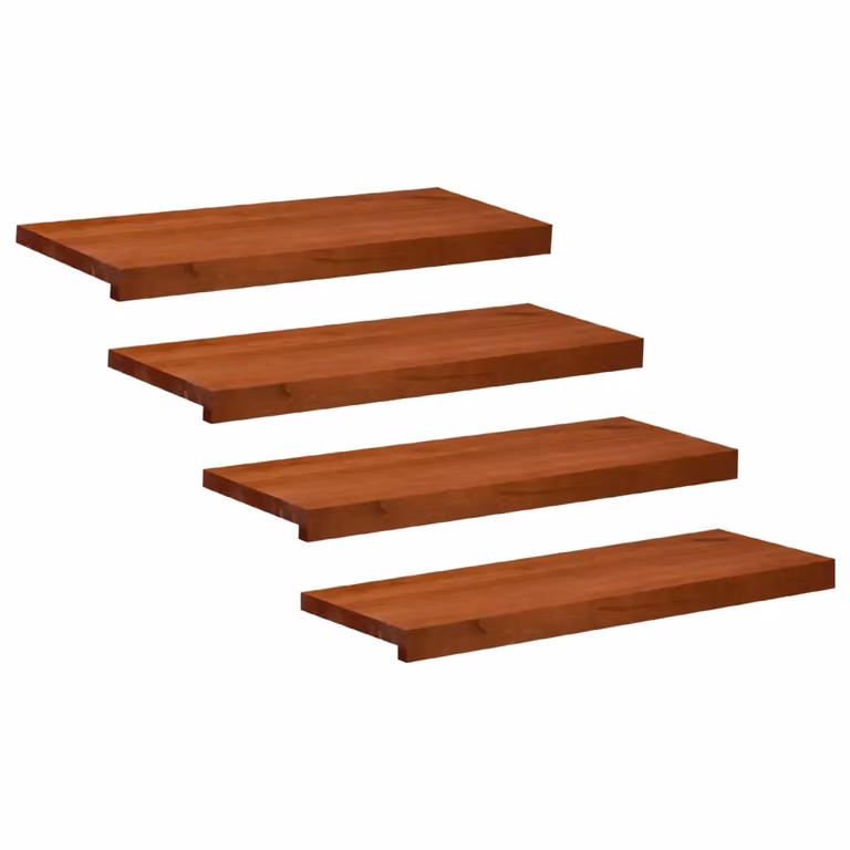 Set di 4 tappeti per scale in legno di faggio marrone vidaXL L: 80 cm, P: 30 cm, H: 2 cm