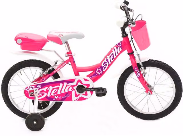 Bicicletta per bambina Stella GIORDANOSHOP colore rosa in metallo con 2 freni, 14 pollici