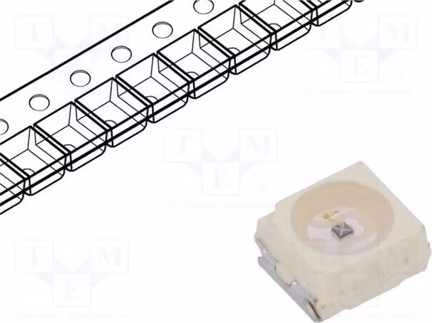 2 emettitori IR trasparenti, angolo di emissione 120°, lunghezza d'onda 940nm, tecnologia SMD 3528, package PLCC2, potenza 40mW, corrente 100mA, modello V3940X01-GS08, per applicazioni a infrarossi
