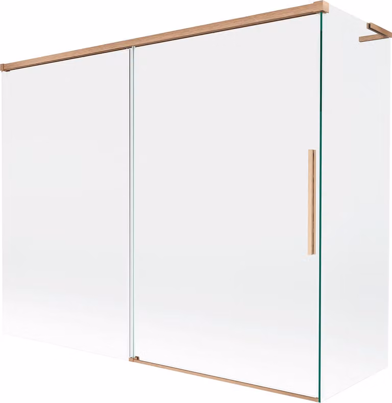 Mexen Rox L paratia per vasca da bagno 2 ante scorrevole 190 + 80 x 150 cm, trasparente, rame spazzolato - 8C9L-190-080-65-00