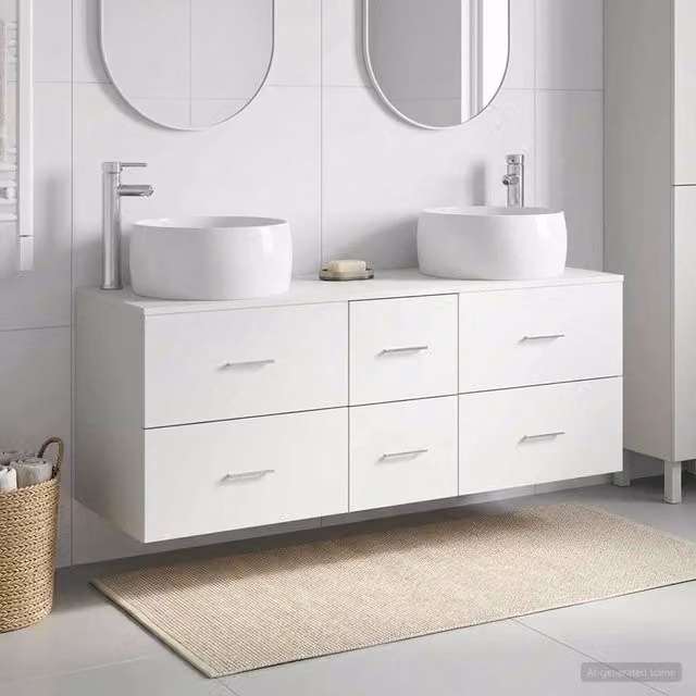 Set di mobili per il bagno 3 pz Bianco 129 x 44,5 x 80 cm 3405931