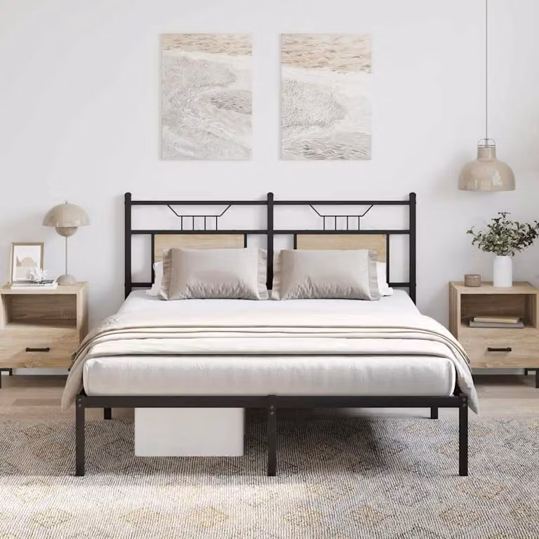 vidaXL Giroletto senza Materasso in Rovere Sonoma e Metallo L/P/H: 150 x 200 x 91,5 cm