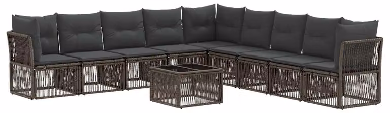 Set Divano da Giardino 10 pcs Grigio polyrattan