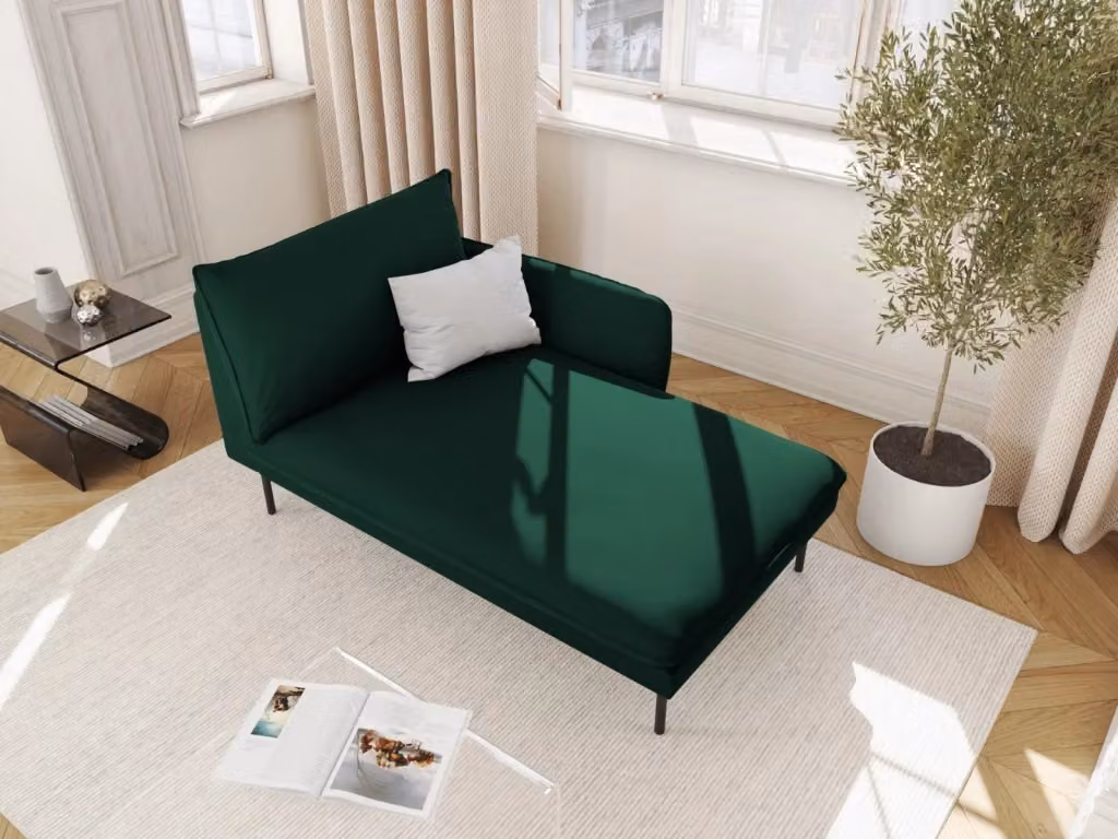 Chaise longue destra Vienna di Cosmopolitan Design in velluto verde bottiglia L/P/H: 130 x 95 x 95 cm – 2