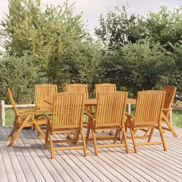 vidaXL Set da Pranzo per Giardino in Legno di Teak Marrone, 9 Pezzi