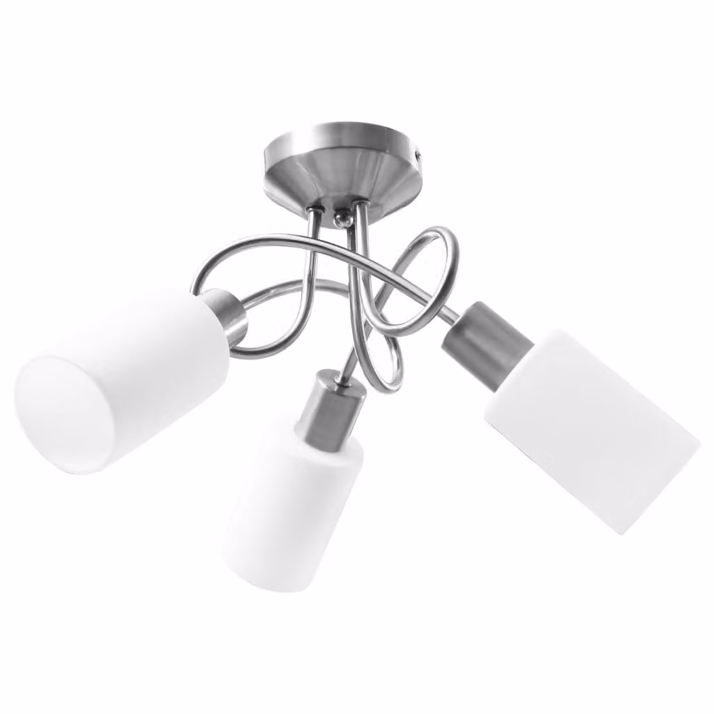 vidaXL Plafoniera con paralumi in Vetroceramica per 3 lampadine E14