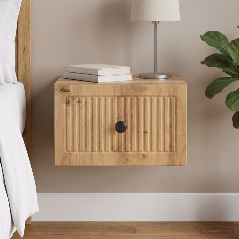 vidaXL Mobiletto da notte sospeso in legno Rovere marrone L: 33 cm, P: 34,5 cm, H: 20 cm
