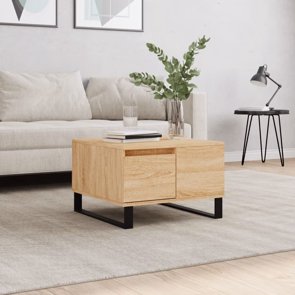 The Living Store tavolino in rovere Sonoma 55x55x36,5 cm materiale a base di legno