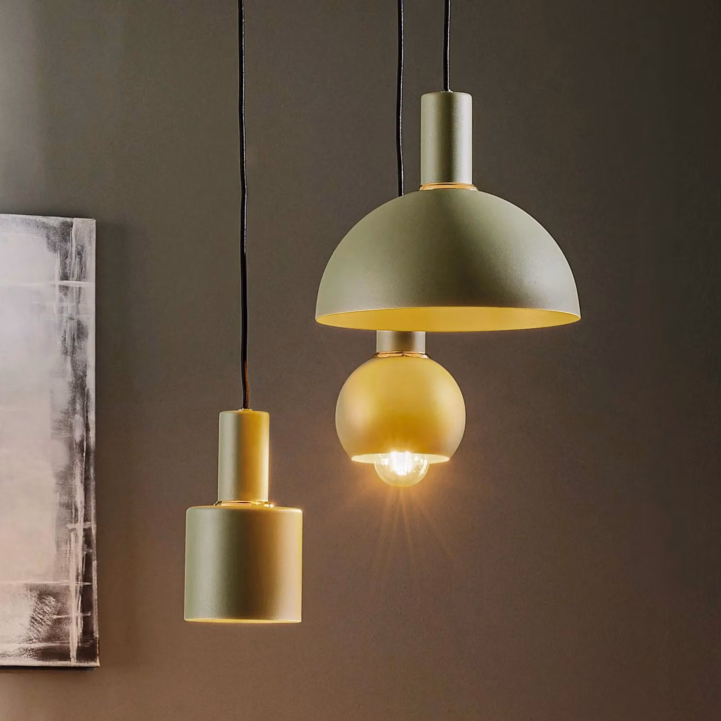 Lampada a sospensione Selma Argon, dimmerabile, Verde, Soggiorno / Sala da pranzo, Metallo, Moderno, Lampada a sospensione