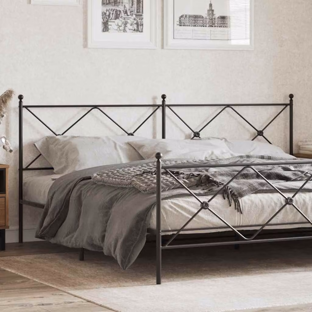 Testiera di ricambio in metallo vidaXL colore nero con design geometrico, Larghezza: 206 cm