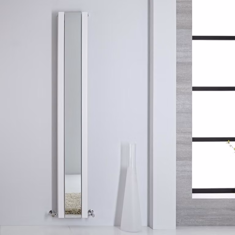 Radiatore Verticale Design Bianco con Specchio 1800x265mm 700W - Slim salvaspazio - Sloane