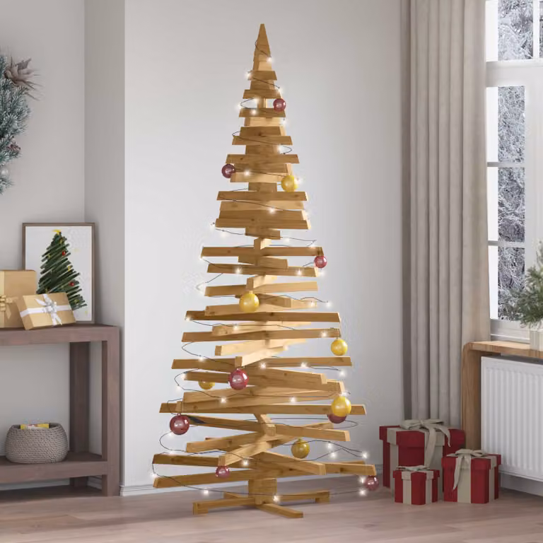 Albero di Natale vidaXL in legno di pino massello, colore marrone, Altezza: 210 cm
