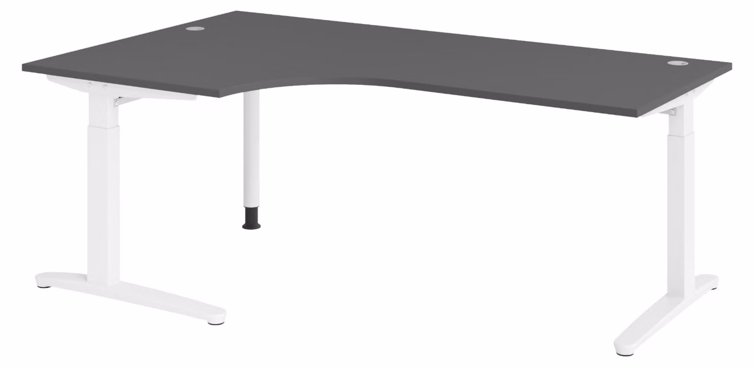 Scrivania bümö serie XB - Decorazione: grafite, dimensioni: scrivania angolare 200 x 120 cm, struttura: bianco